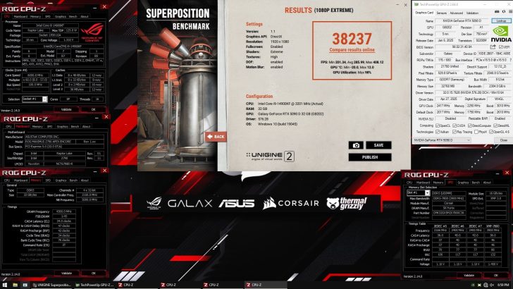 影驰GeForce RTX 5090 D显卡以3650MHz GPU超频频率和36Gbps GDDR7显存速度创下世界纪
