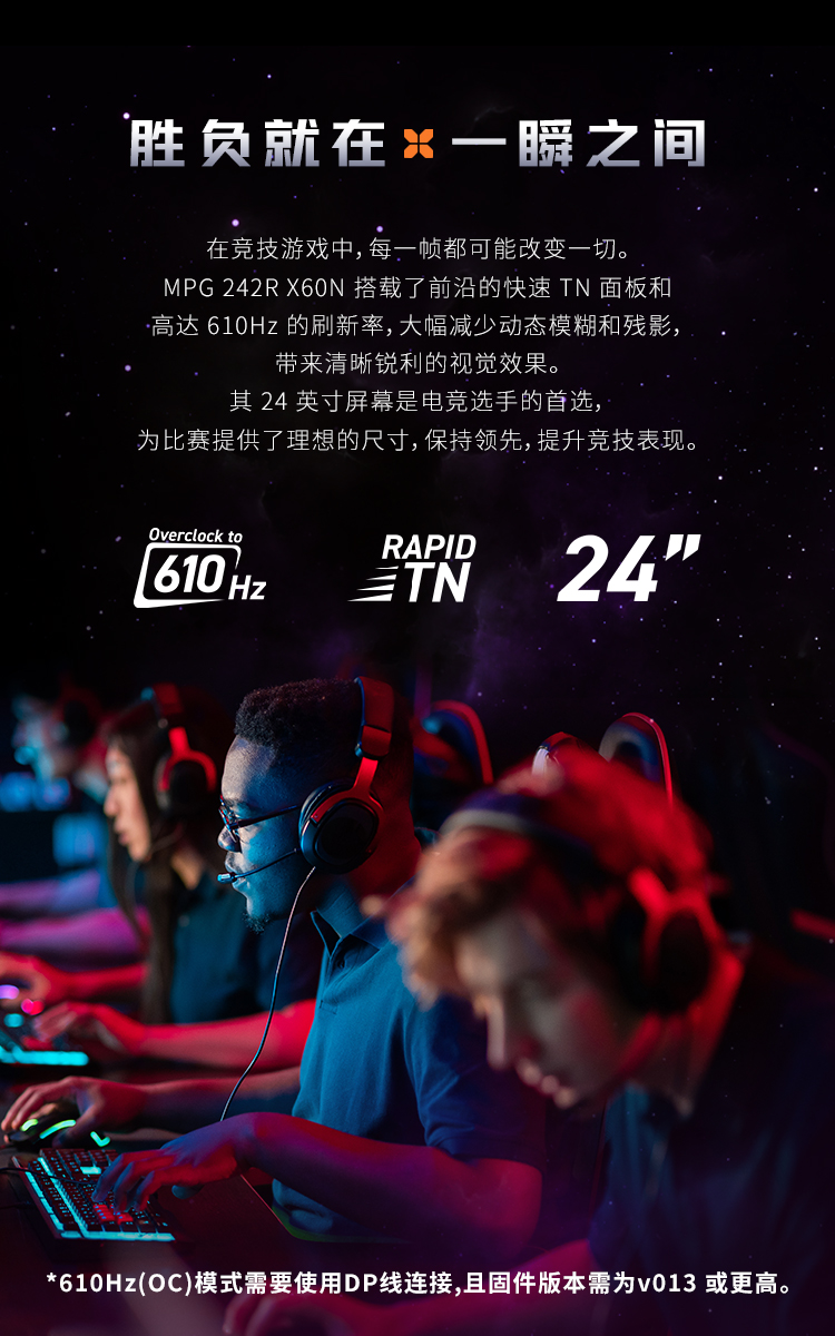 微星首破电竞极限！MPG 242R X60N 显示器携610Hz刷新率震撼登场